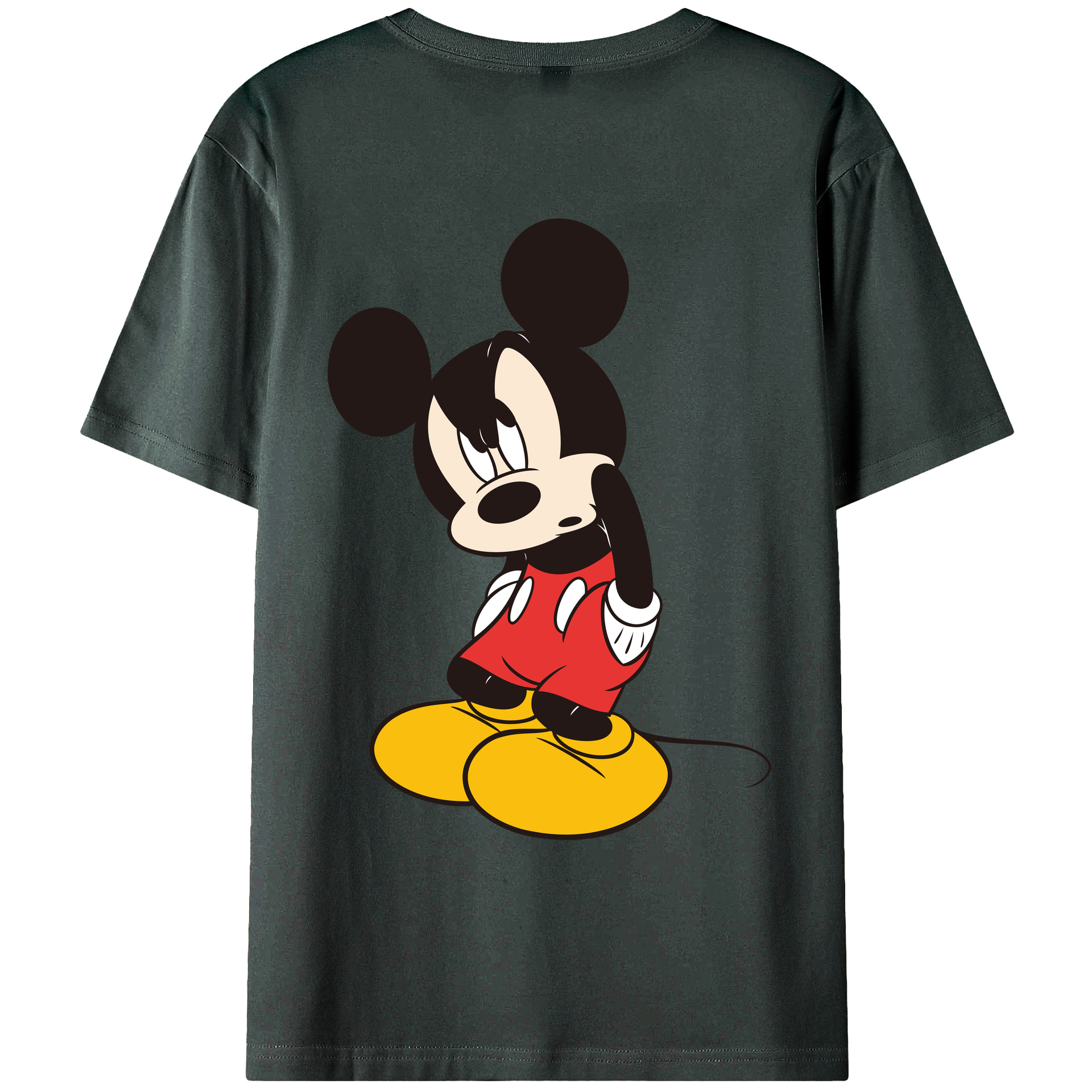 ミッキーマウス Mickey Mouse 綿100％ メンズ半袖Tシャツ（バックプリント） 通気性